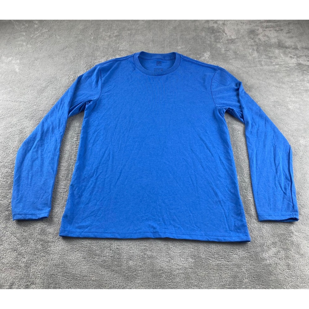 District Re Tee Mens Long Sleeve T-Shirt Blue‎ Recycled Fabric